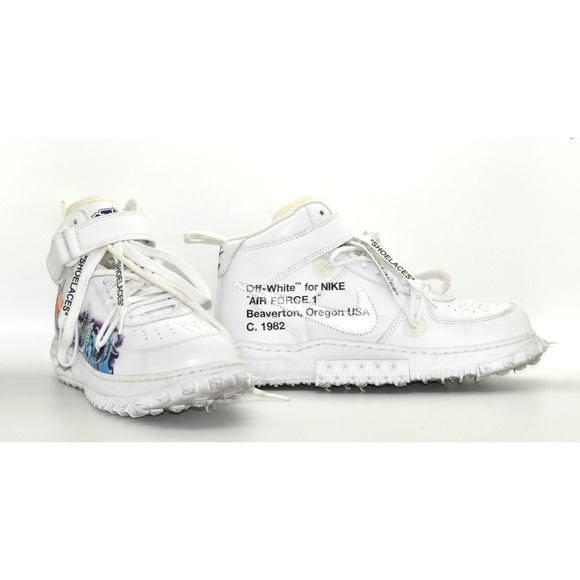 C6 Auth NIKE AIR FORCE 1 Mid X OFF-WHITE Graffiti Spikes Shoes DR0500-100 Size 8 main image 6